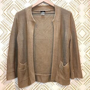 J. Crew Cardigan Women S Khaki 100% Linen Open Front Spring Sweater Lagenlook